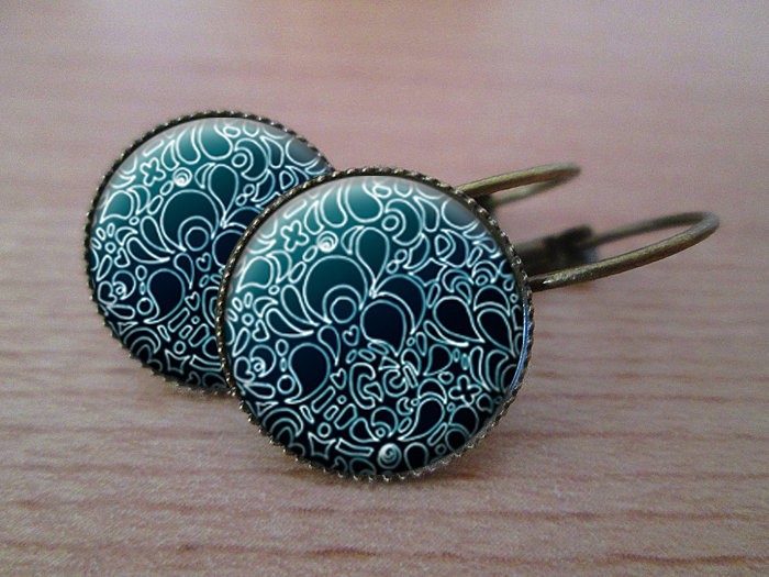 VINTAGE VISACÍ NÁUŠNICE - Tmavěmodrý orient