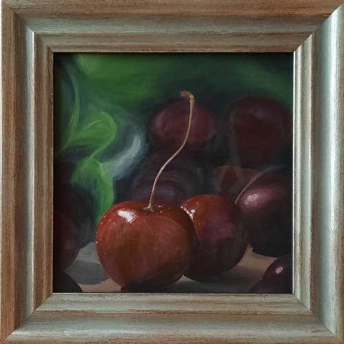 Třešně - originální malba akrylem 20x20