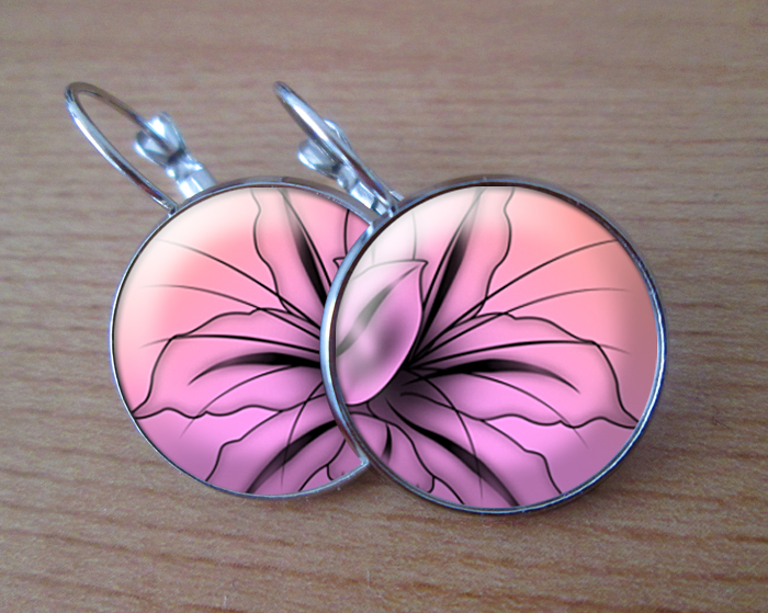 COOL VISACÍ NÁUŠNICE - Růžový květ