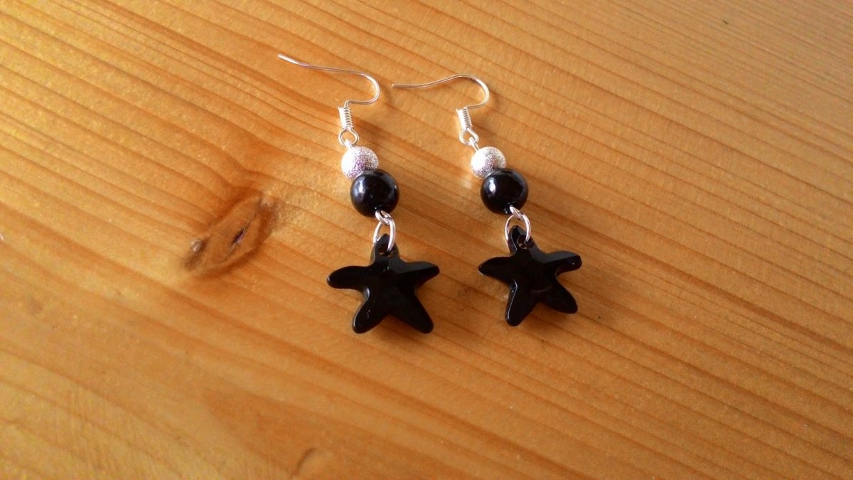 Náušnice černé hvězdičky (933/15)