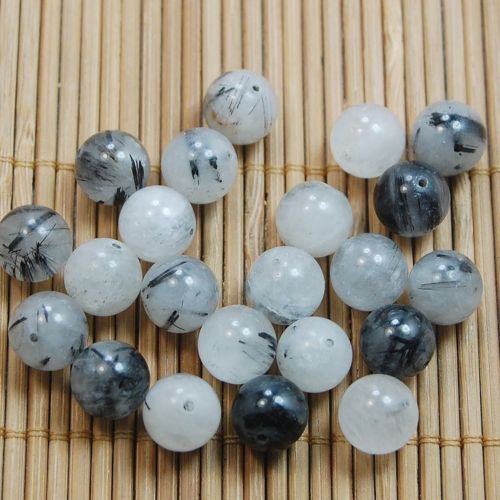 Turmalín v křišťálu korálky 0,4 cm - 10 ks