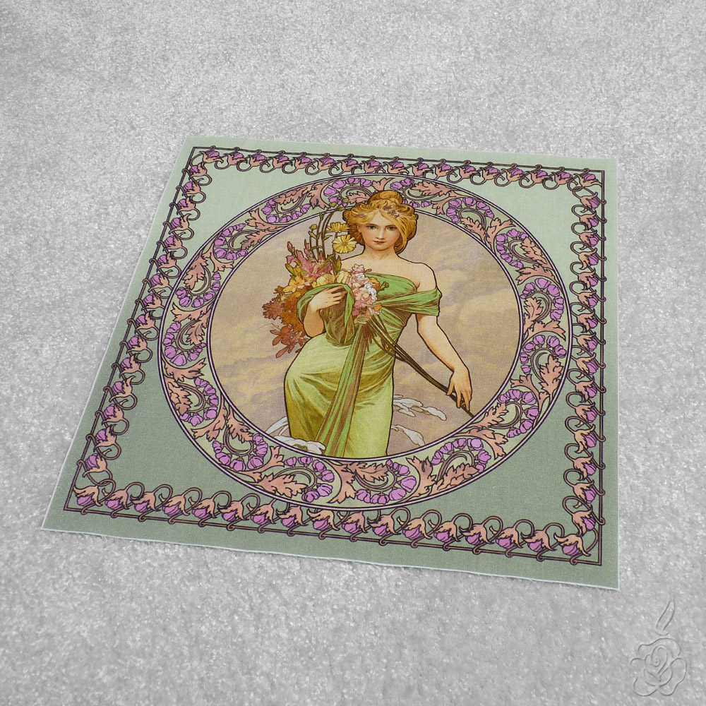 Velký bavlněný panel A.Mucha - Jaro