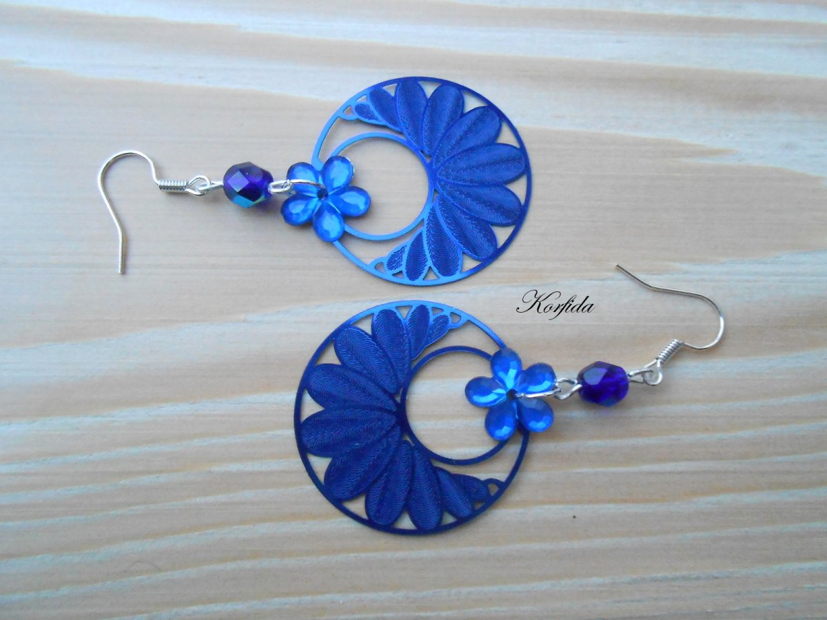 Náušnice modrá metalíza (689/16)