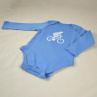 Dětské modré body s bílým cyklistou (dl. rukáv, 6-9 měs.) 6251658