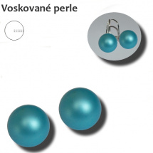 Voskované půldírové perle, 12 mm, Tyrkys mat