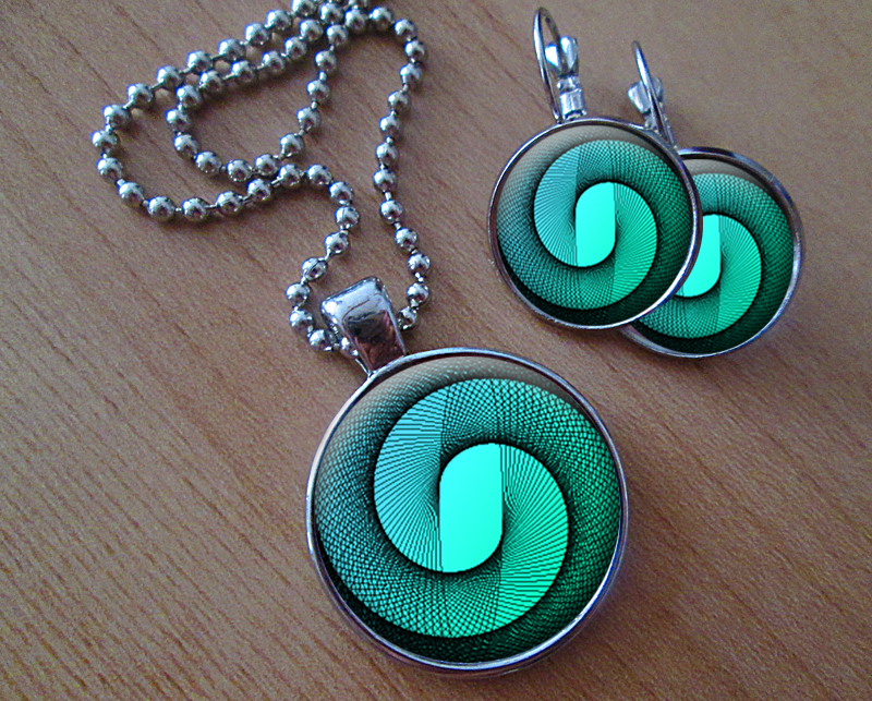 Tyrkysová spirála -  Sada náušniček a přívěsku