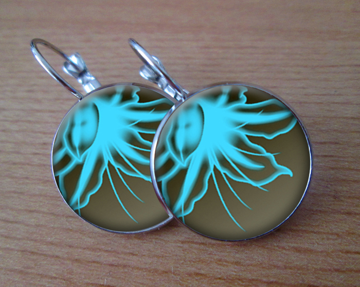 Tyrkysový kvítek  -  Visací náušnice