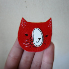 červená kočka - brož