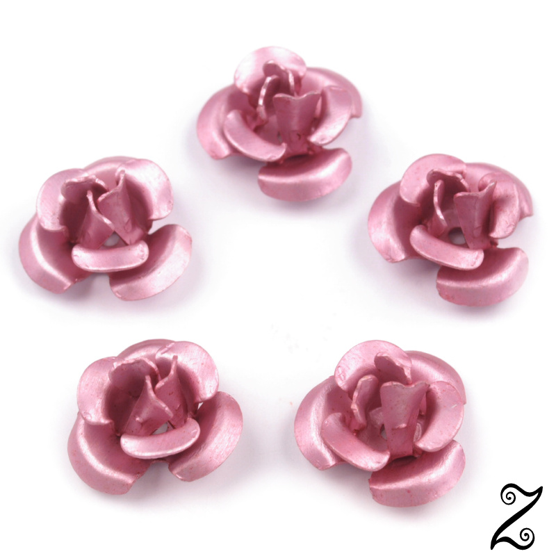 Kovová růžička, růžová světlá, 12 mm (10ks)