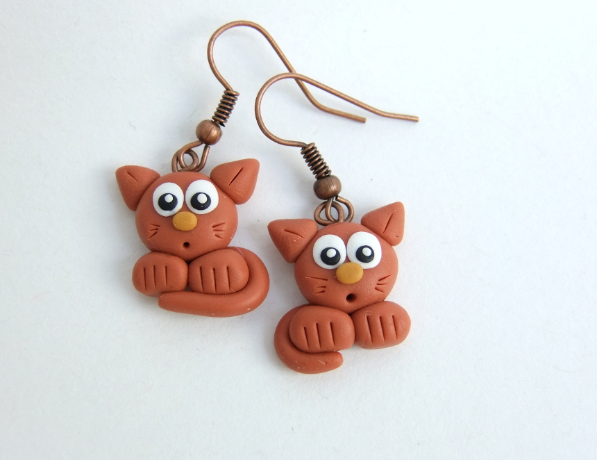 Kočky fimo náušnice