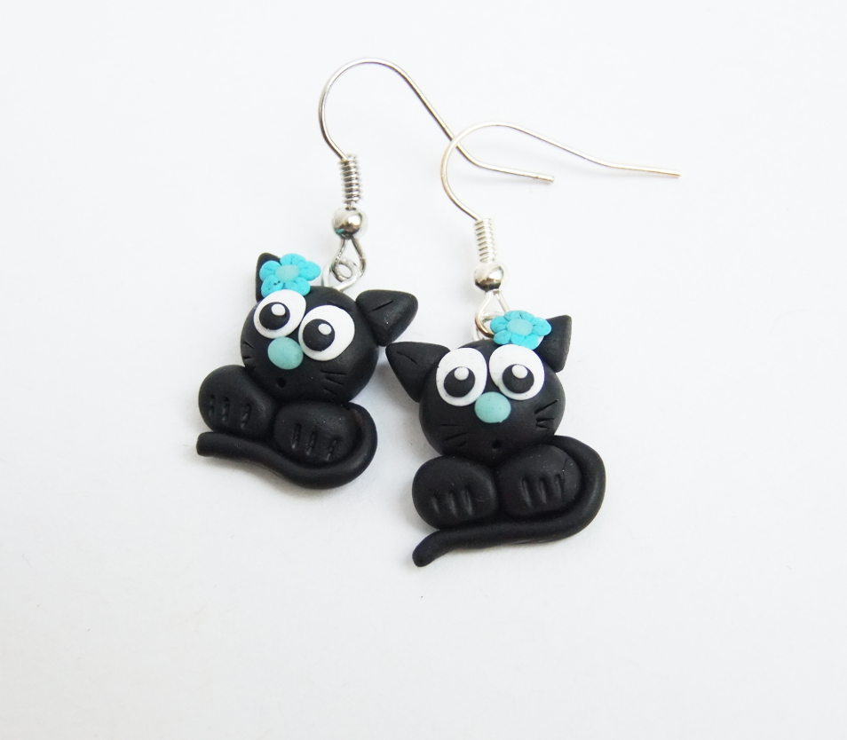 Náušnice - fimo kočky