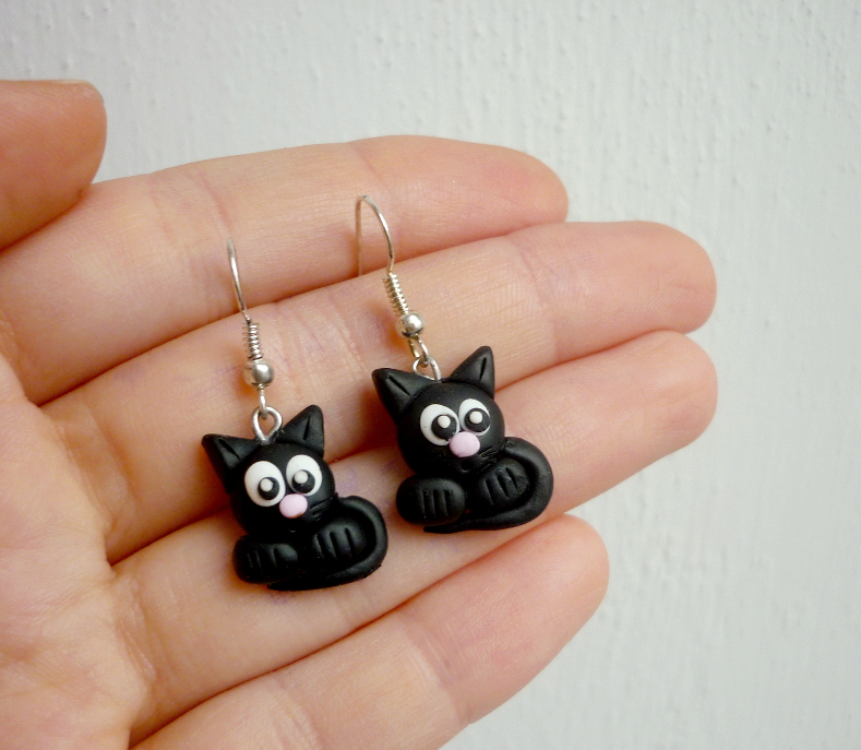 Kočky fimo náušnice