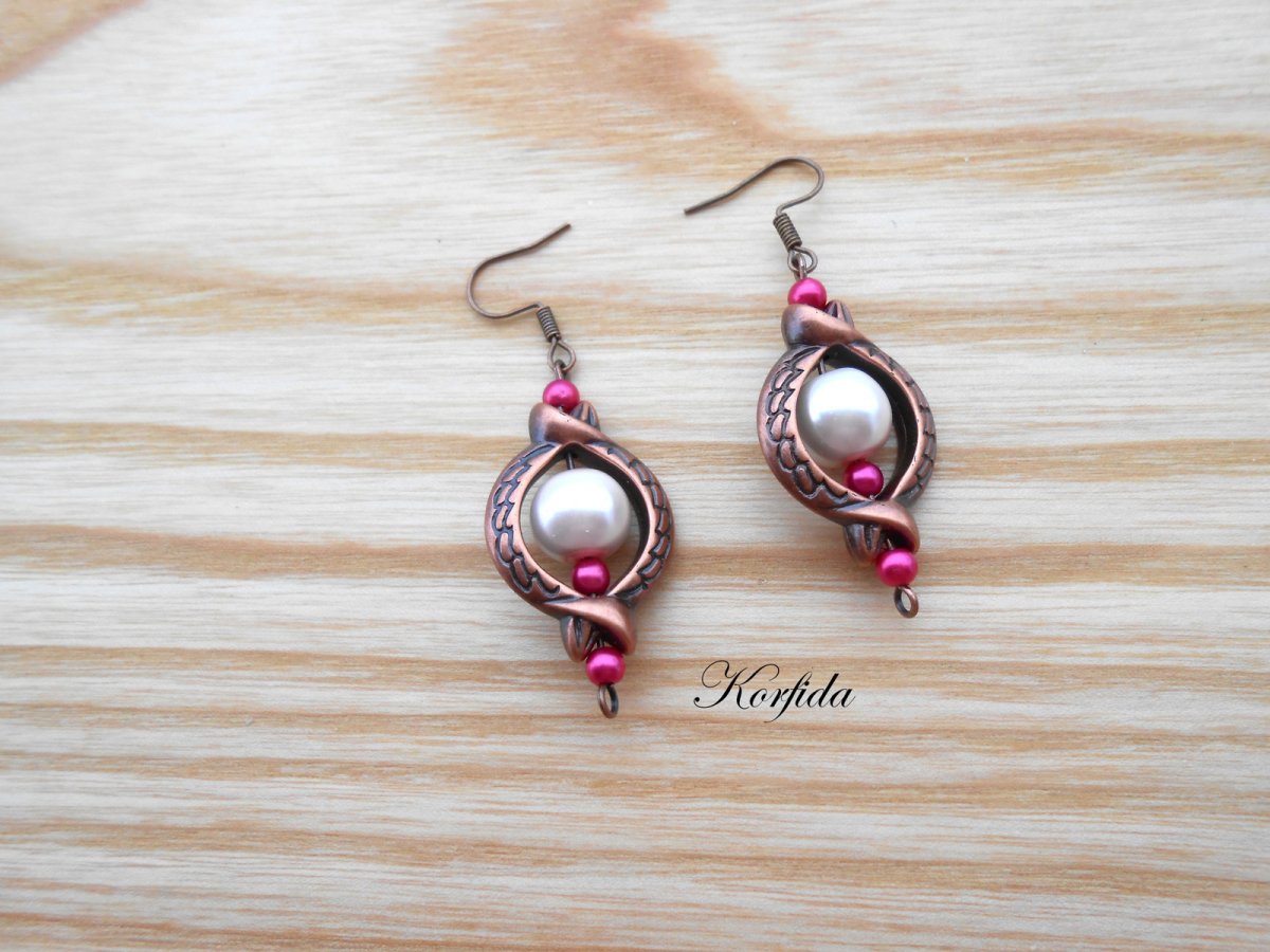 Náušnice hadí s růžové + fialová (19/17)