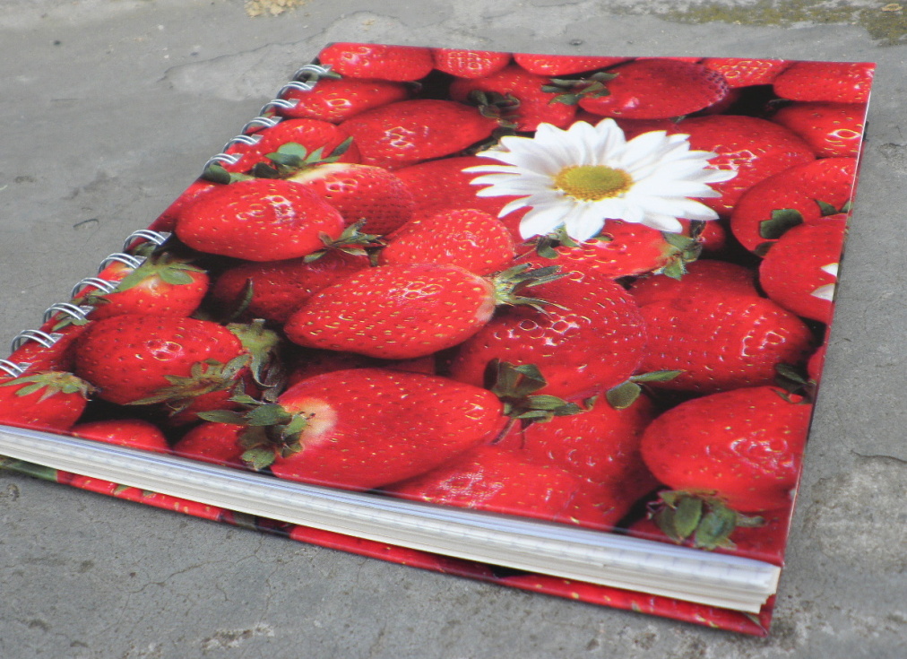 Blok s kopretinou na jahodách