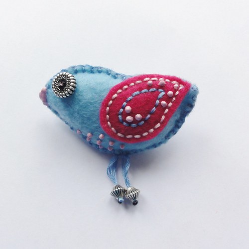 Modro-růžový ptáček