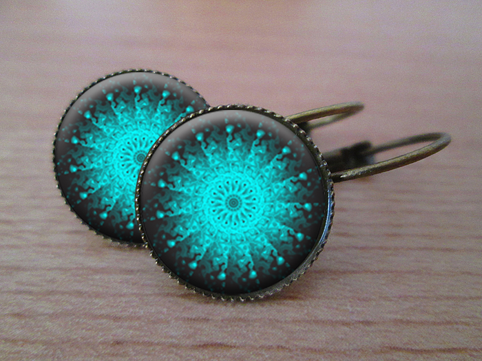 VINTAGE VISACÍ NÁUŠNICE -V tyrkysovém víru