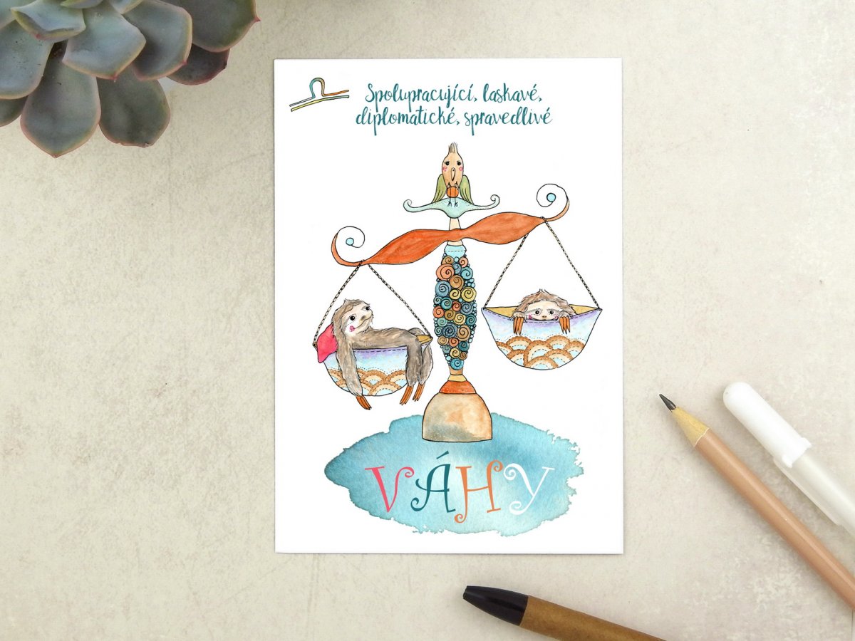 Znamení zvěrokruhu Váhy - pohlednice
