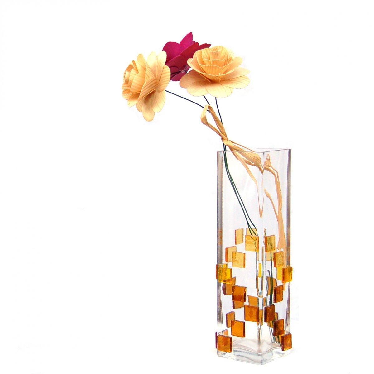 VÁZA hranatá úzká malá Yellow C