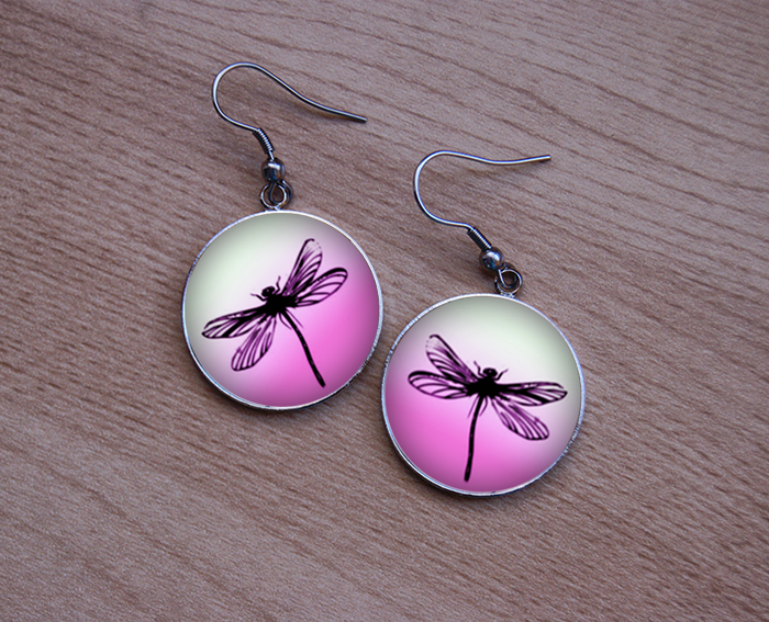 Vážka - růžové - ANTIALERGICKÉ NÁUŠNIČKY 