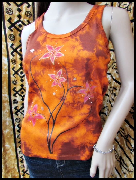 Dámské batikované tílko s květinama