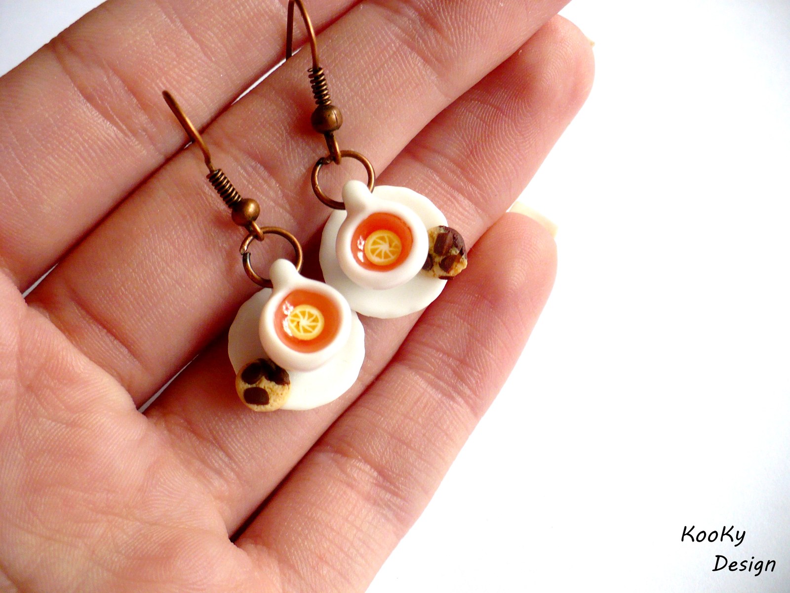 Visací náušnice - čajíčky a cookies