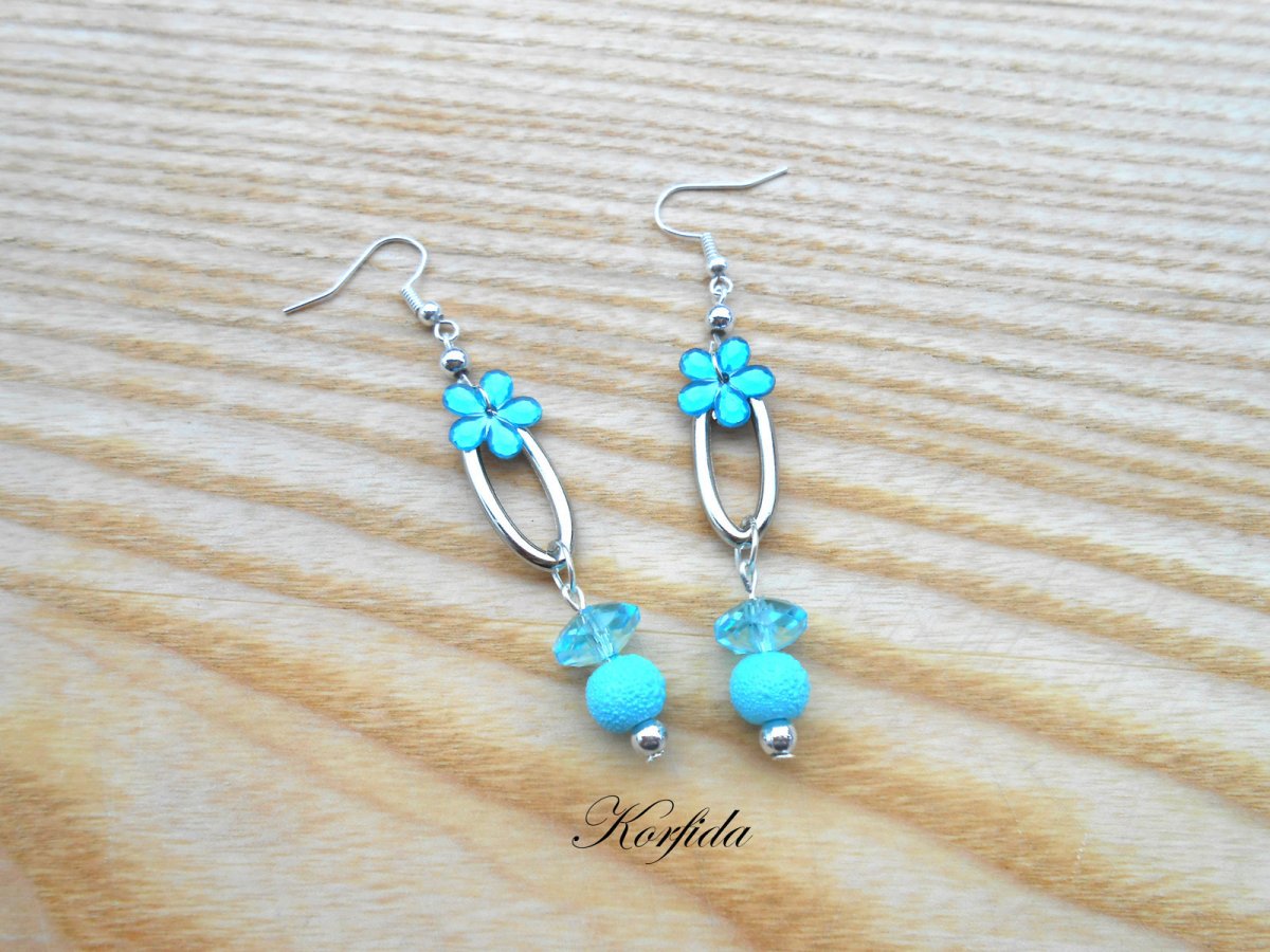 Náušnice kytičkové tyrkysové (779/16)