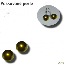 Voskované perle s 1 otvorem - 8 mm - OLIVE - 2 ks
