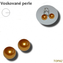 Voskované perle s 1 otvorem - 8 mm - TOPAZ - 2 ks