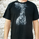 originální ručně malované tričko - vyjící vlk