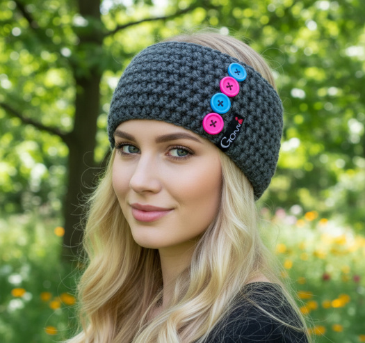 Háčkovaná čelenka s knoflíčky