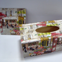 Sada - krabice na kapesníky a obrázek - Kavárna
