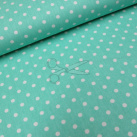 Bavlněná látka - metráž - bílý puntík na mentolové - š. 160 cm