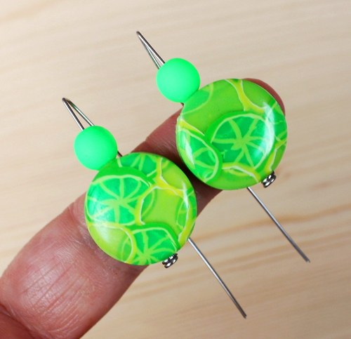 limetkové náušnice ..chir. ocel