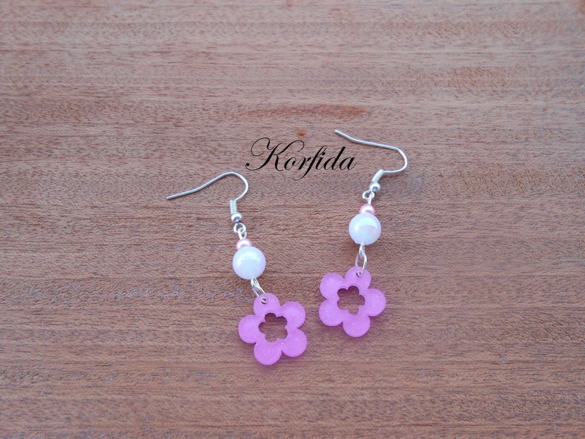 Náušnice růžové kytičky (231/16)