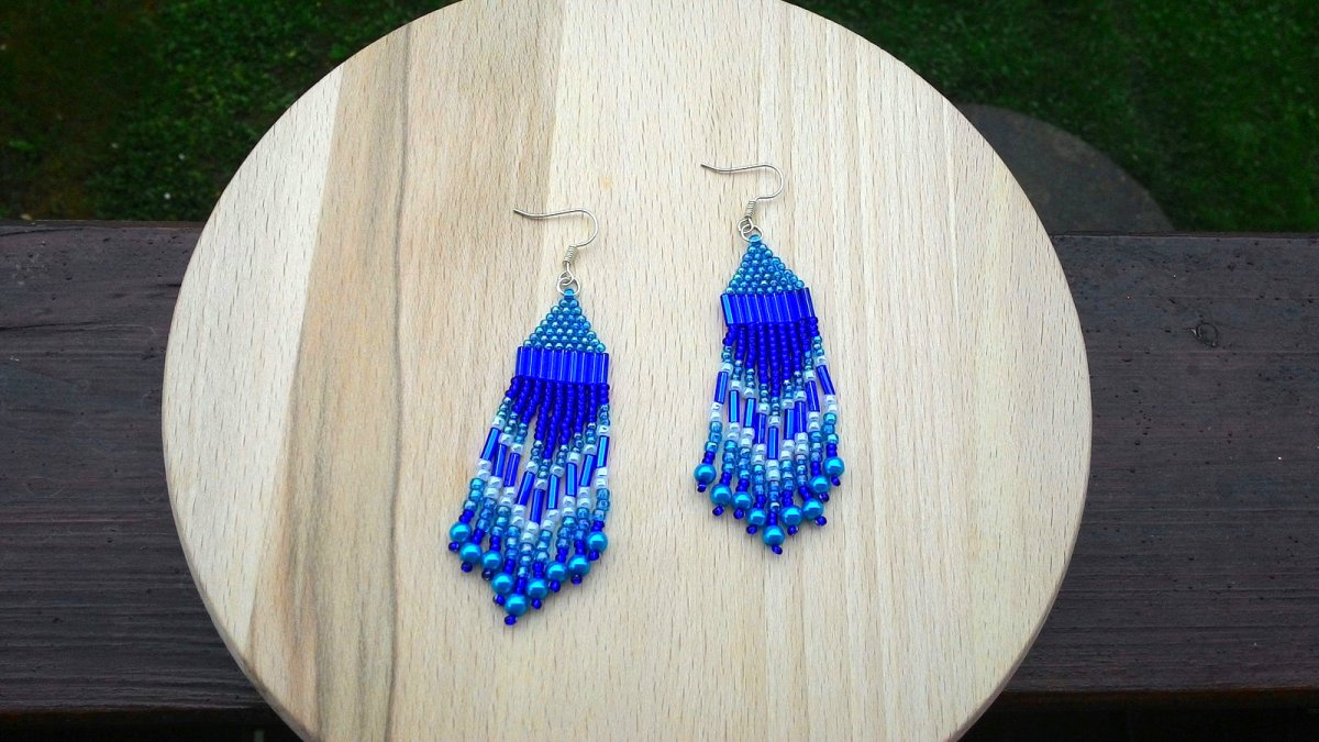 Náušnice šité - indiánské brouzdání oblohou (136/16)