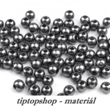 Voskované plast.perličky, tmavě šedá, 4mm (70ks)