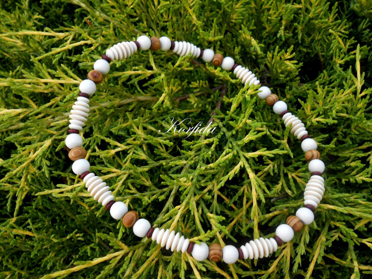 Korále dřevěné fialová+modrá+béžová (537/16)