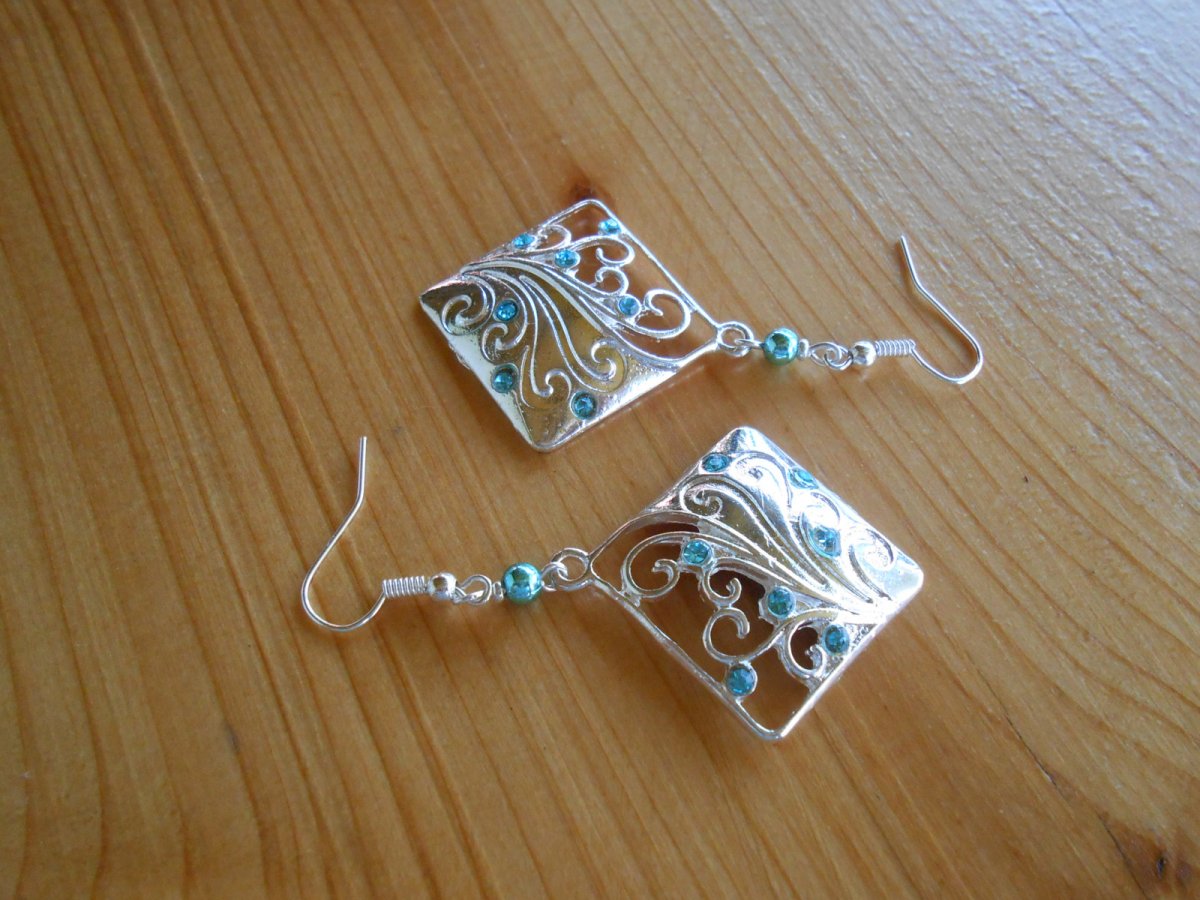 Náušnice čtverce s kamínky (813/15)