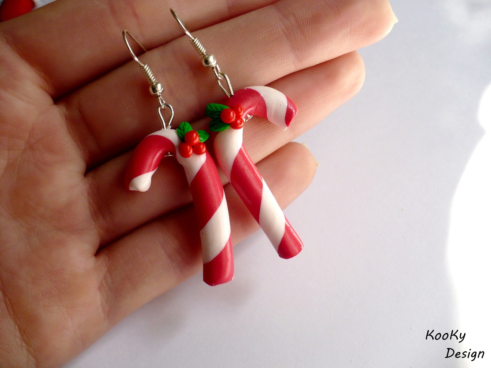 Visací náušnice - candy cane