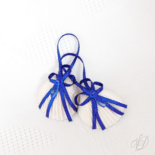 Mušle perleťové s modrou stuhou - sada 2ks (DM06)