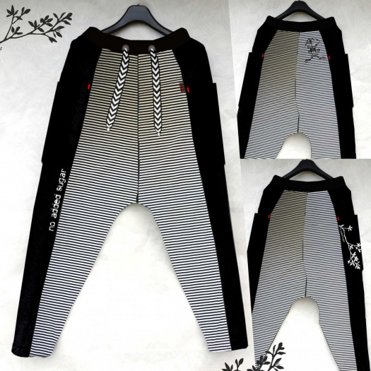 kalhoty z úpletu, proužky, S-XL