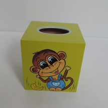 Dřevěná krabička na kapesníky-opičky zelené