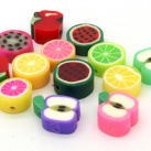 Polymerové korálky, ovoce, mix tvarů, 10mm - mix barev, 10 kusů