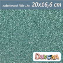 Nažehlovací fólie nebesky modrá perleťová třpytivá 20x16,6cm (1ks) (DAV-16010)
      