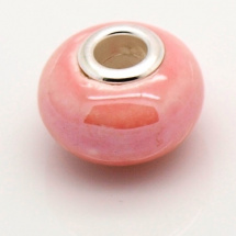 Korálek porcelánový, ruční výroba, 1 kus, růžová