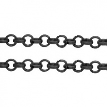 Řetízek polotovar - barva černá, 4x1mm, kruhový, metráž bez zapínání, 1 metr