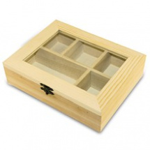 Dřevěná krabička s pěti přihrádkami 20,3x15,7x5,3cm (KL166)
      
