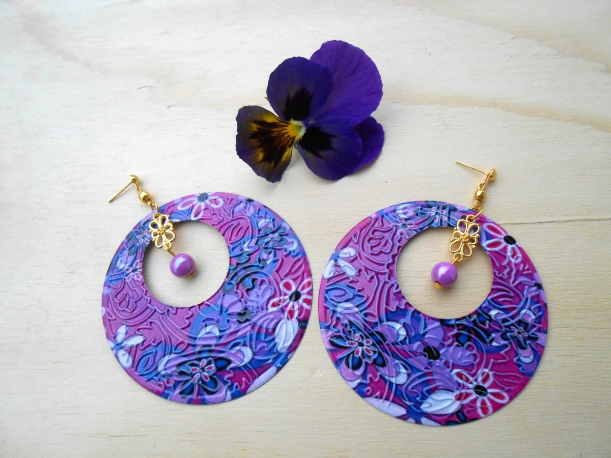 Náušnice kruhy kytičkové (729/15)