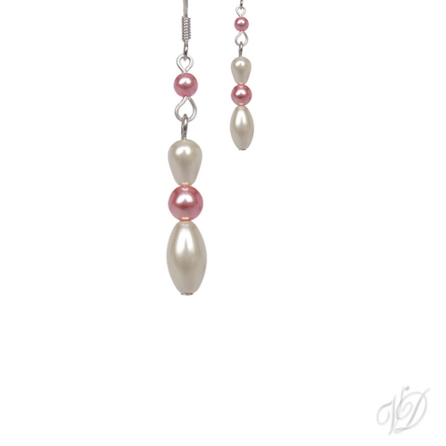 Náušnice - Stébla luxusní bílá s růžovou H (0071)