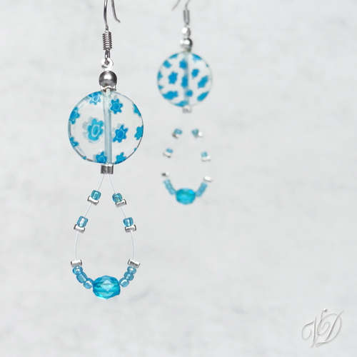 Náušnice - Lanka slzy Millefiori modré (0096)